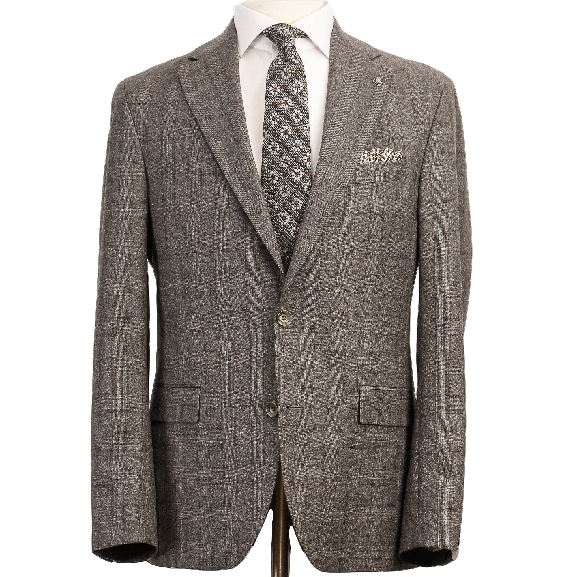 Gray and Brown Check Wool Midland Contemporary Fit Suit - Jack Victor ...