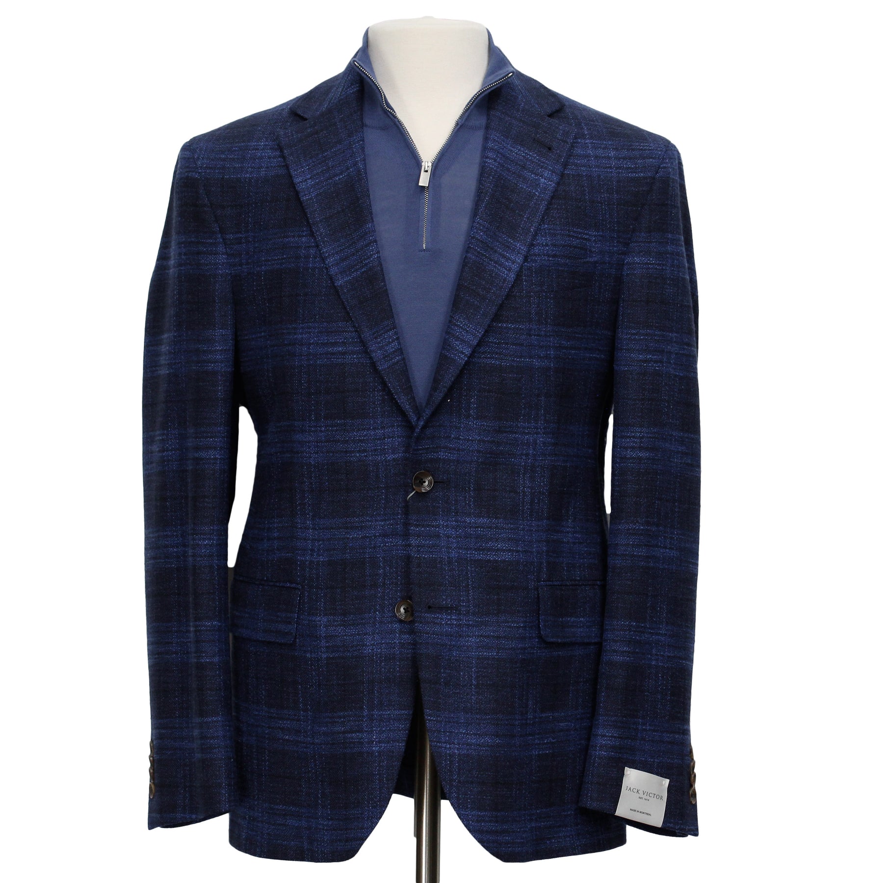 Navy blue plaid sport on sale coat