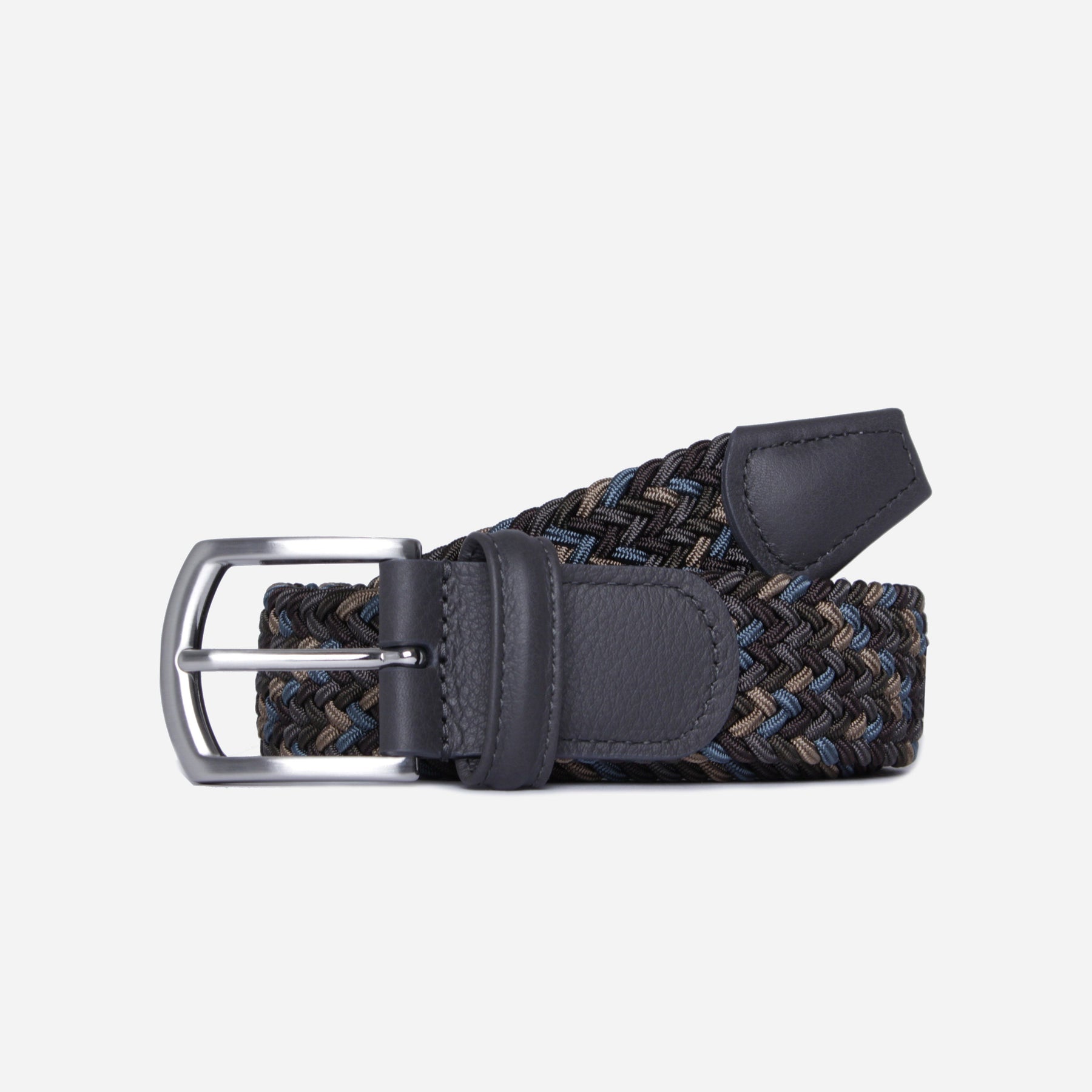Blue Grey Belt Woven Elastic Belt - Anderson's